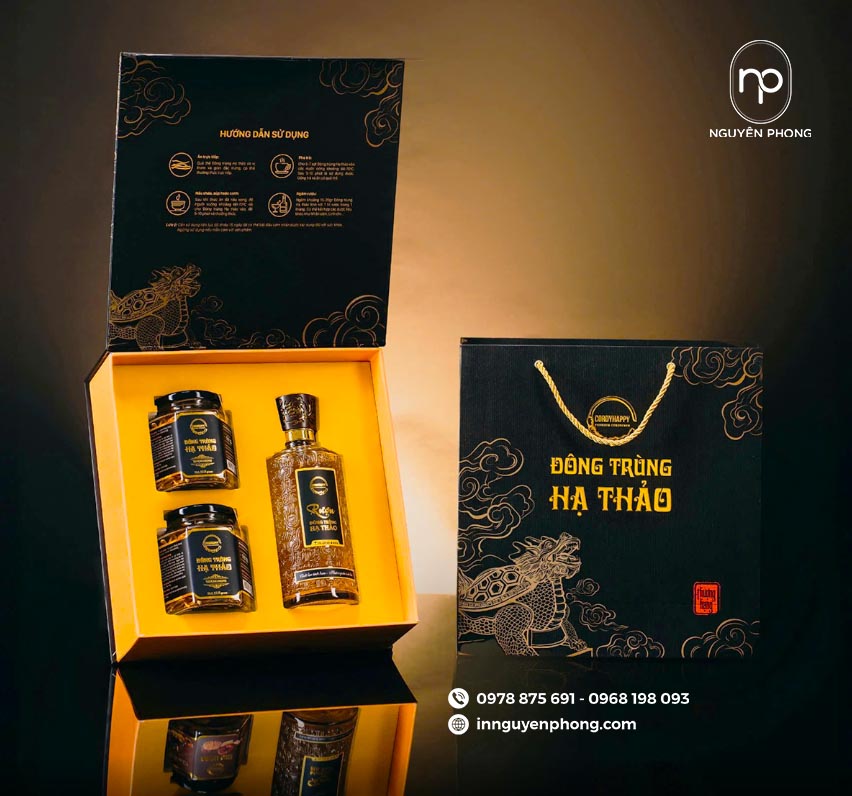 Chất liệu mỹ thuật đựng hộp đông trùng hạ thảo